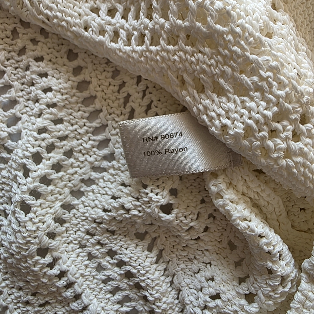 Boston Proper Crochet Tunic Tank L Boho V-Neck Open Knit Swim Cover Up Festival - Picture 7 of 10